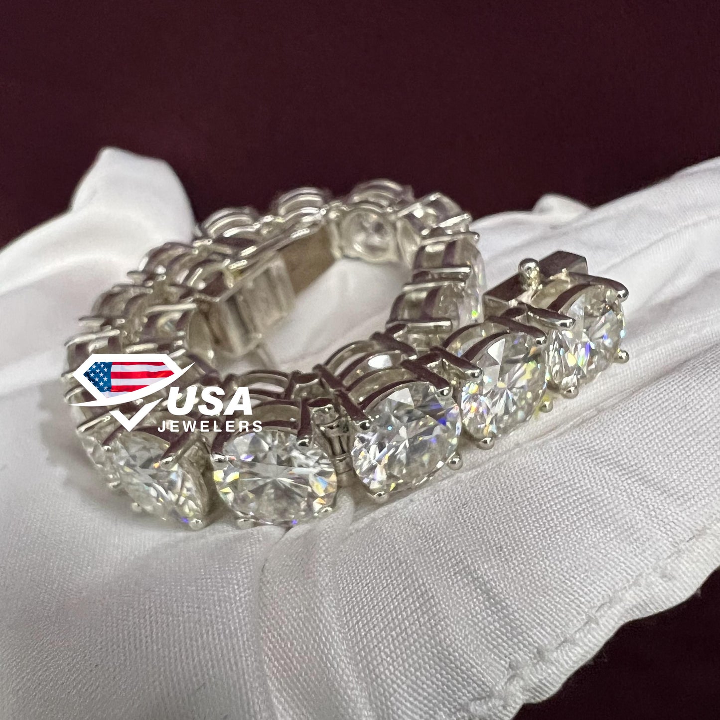 10MM VVS Moissanite Round Tennis Bracelet,925 Silver Bracelet for Men