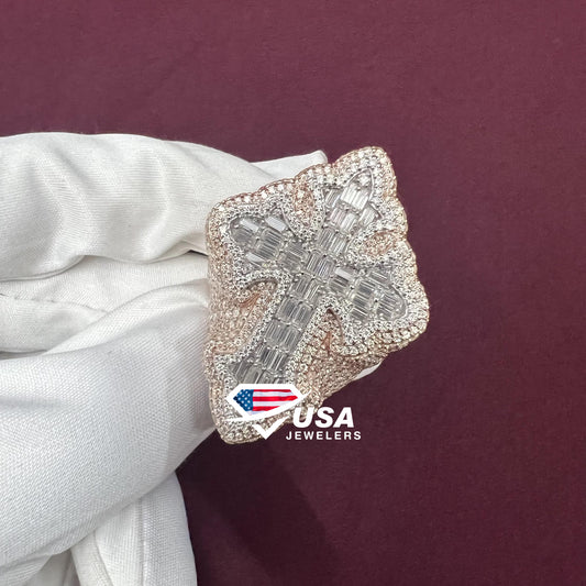 "CROSS "VVS Moissanite Diamond fully Iced Out Ring