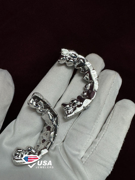 10 x 10 Custom Teeth VVS1 Lab Diamond 10KT White Gold Grillz Set