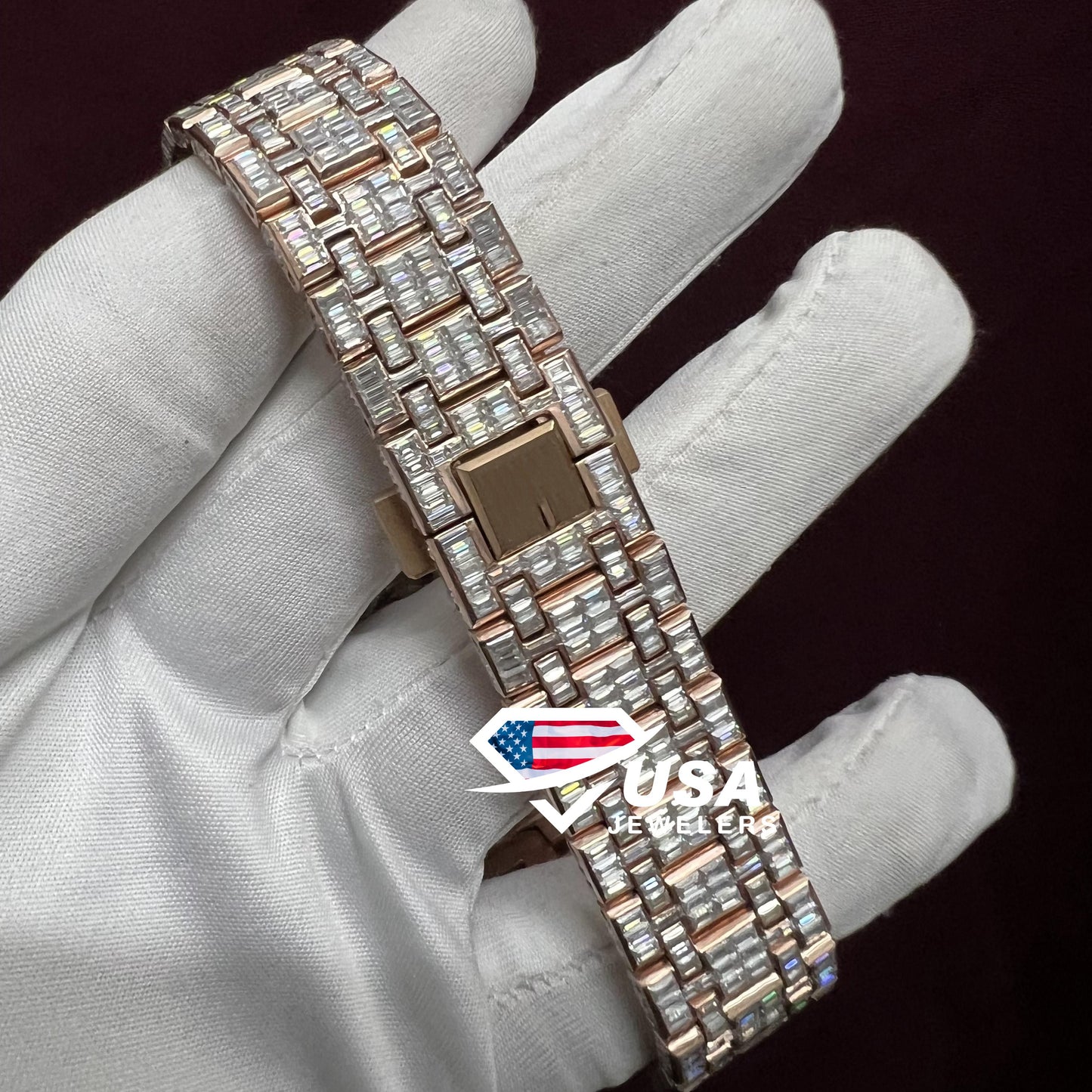 41mm Invisible Baguette Moissanite Diamond Watch