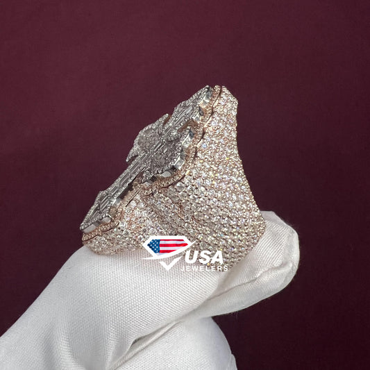 "CROSS "VVS Lab Diamond fully Iced Out Ring For Men