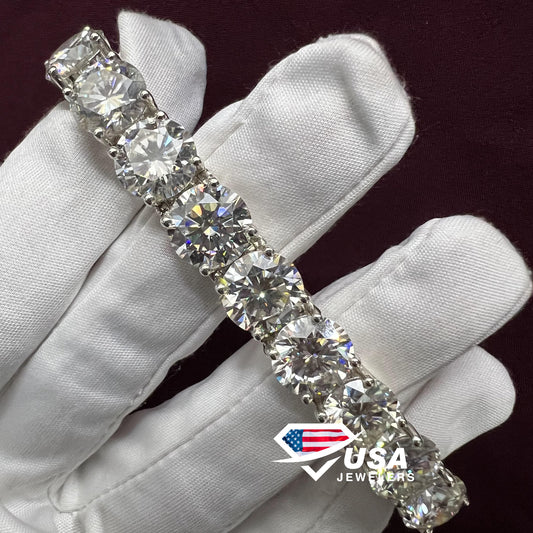10MM VVS Moissanite Round Tennis Bracelet,925 Silver Bracelet for Men