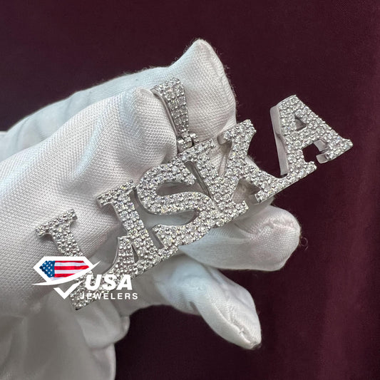 925 Silver Handmade VVS Moissanite Custom Name Pendants