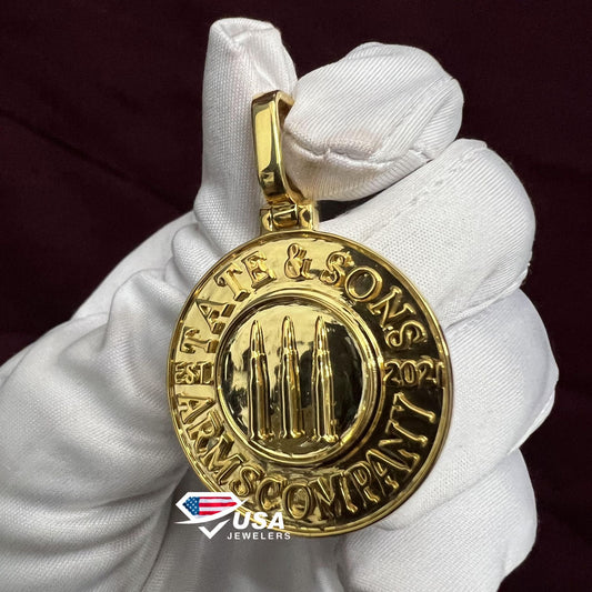 14k Yellow Gold Coin Hip hop Pendant