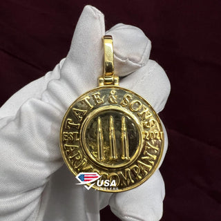 14k Yellow Gold Coin Hip hop Pendant