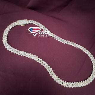 10MM VVS Lab Diamond 14K Yellow Gold Miami Cuban link Chain