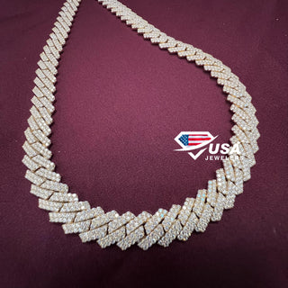 10MM VVS Lab Diamond 14K Yellow Gold Miami Cuban link Chain