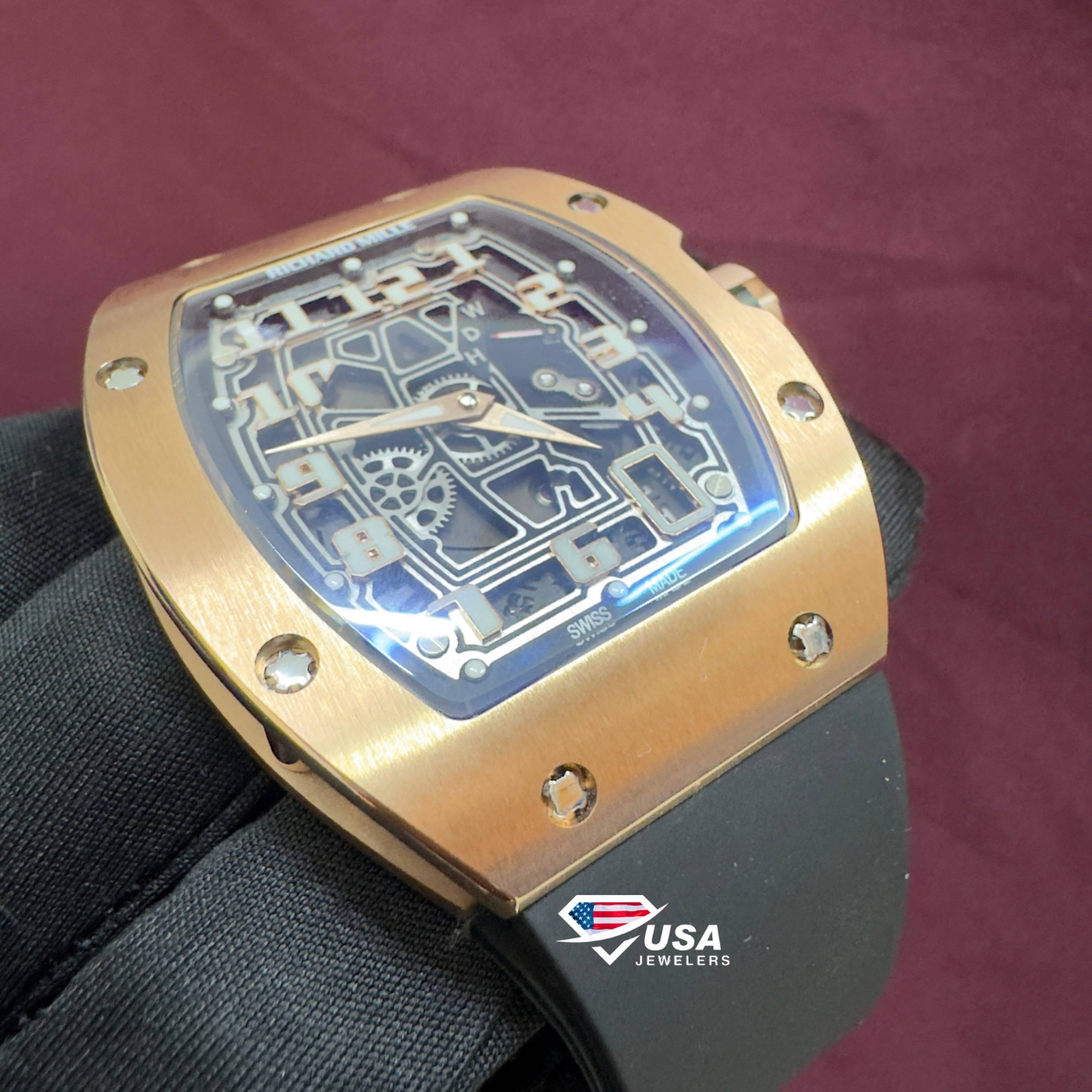 Rechard Mille Rose Gold Plain Bust Down Watch