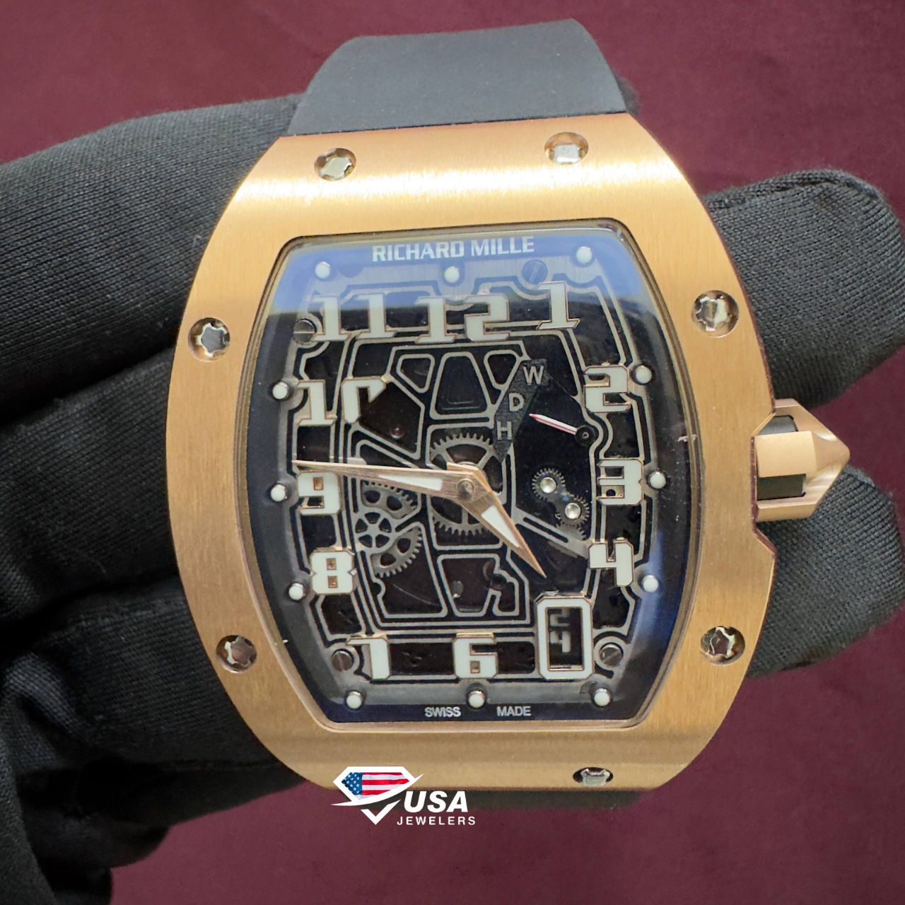 Rechard Mille Rose Gold Plain Bust Down Watch