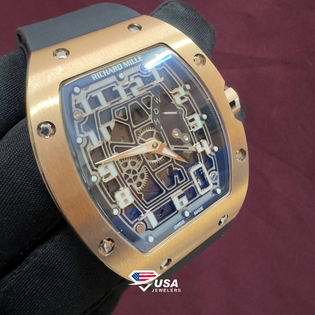 Rechard Mille Rose Gold Plain Bust Down Watch