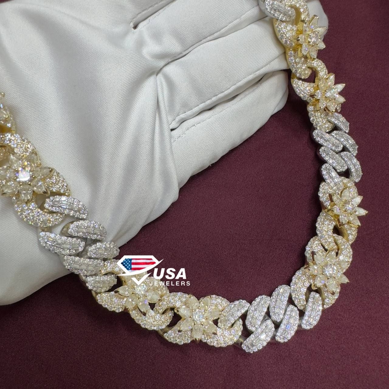 15mm Lab Diamond 10K Two tone Gold Custom Miami Cuban Chain