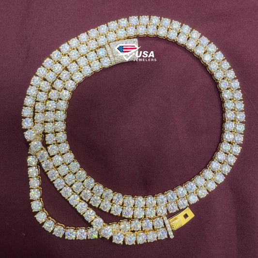 6mm Diamond Two Line Tennis Chain, 10KT Yellow Gold Eternity chain For him