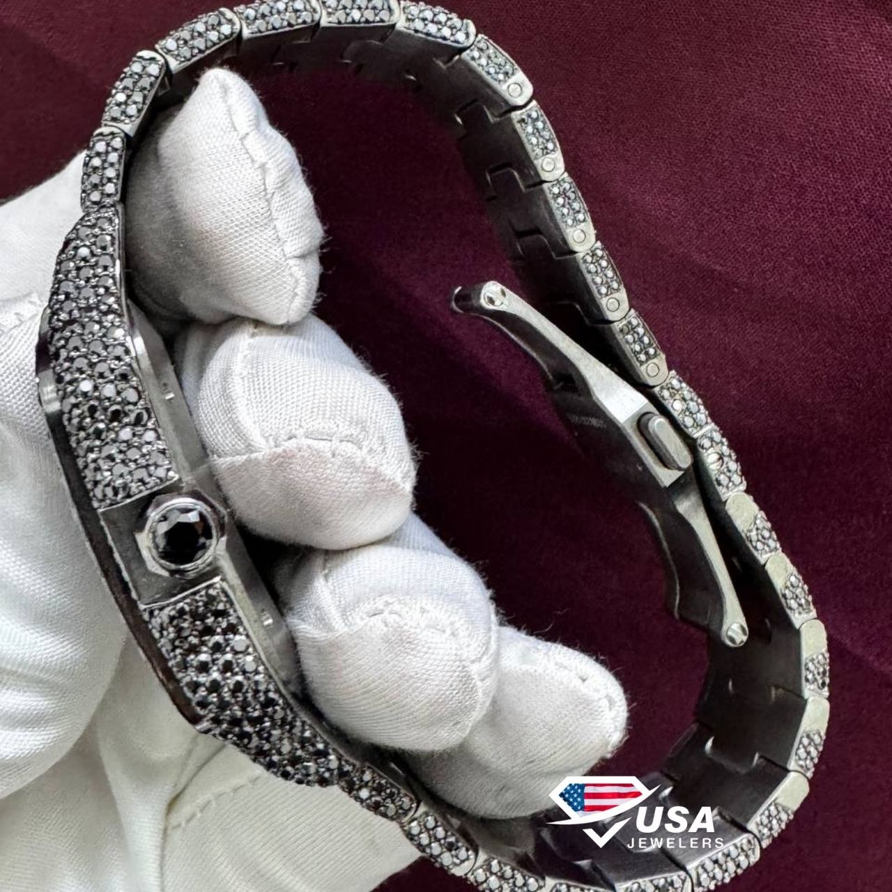 41MM VVS Black Moissanite Diamond Roman dial Hip Hop Watch for Men