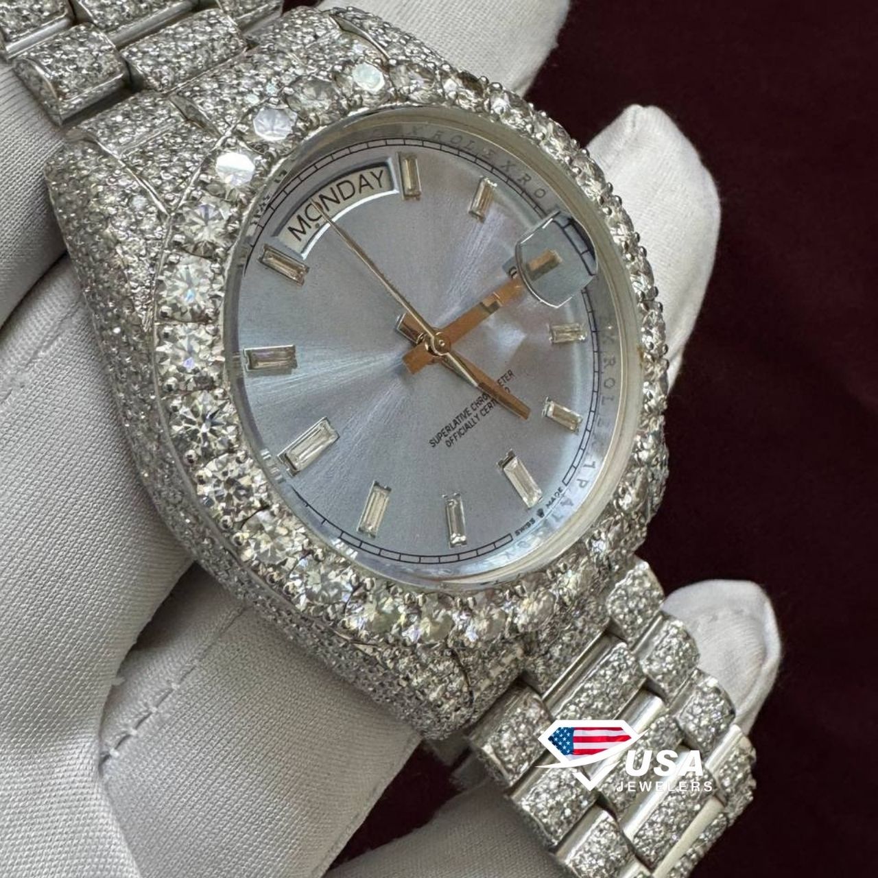 41MM VVS Moissanite Diamond Studded Hip Hop Watch