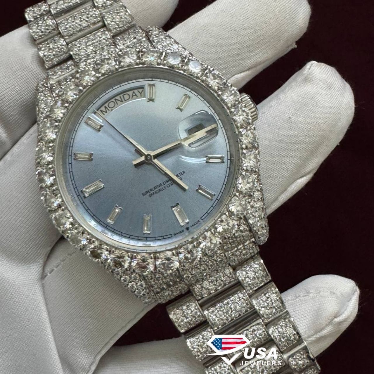 41MM VVS Moissanite Diamond Studded Hip Hop Watch