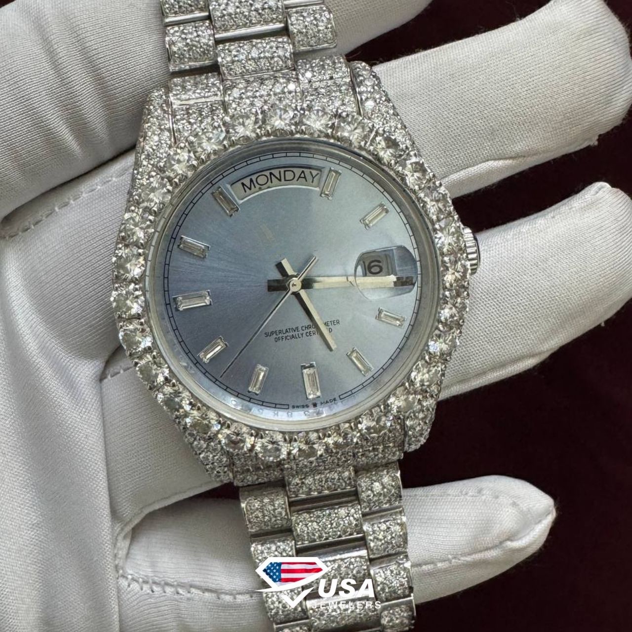 41MM VVS Moissanite Diamond Studded Hip Hop Watch