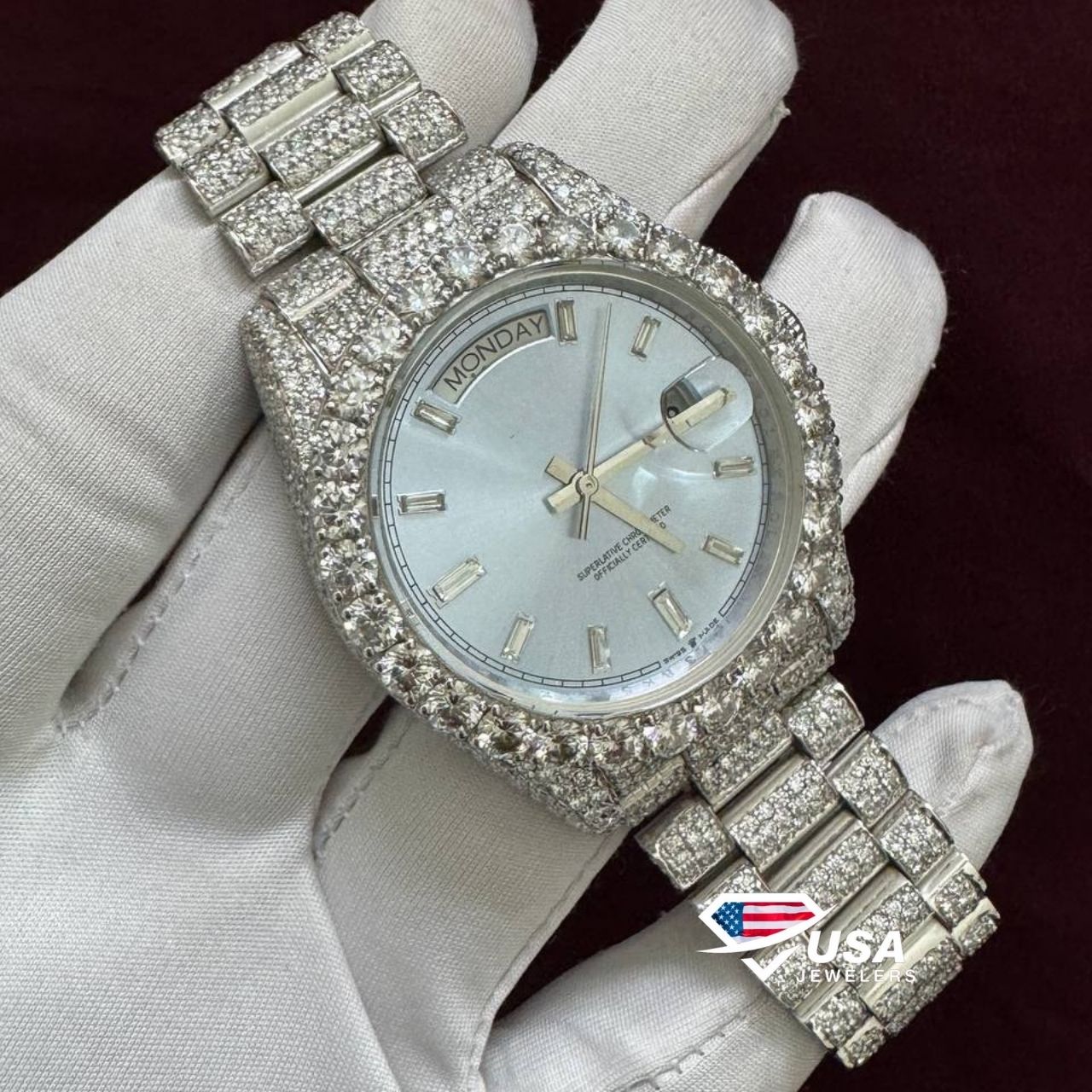 41MM VVS Moissanite Diamond Studded Hip Hop Watch