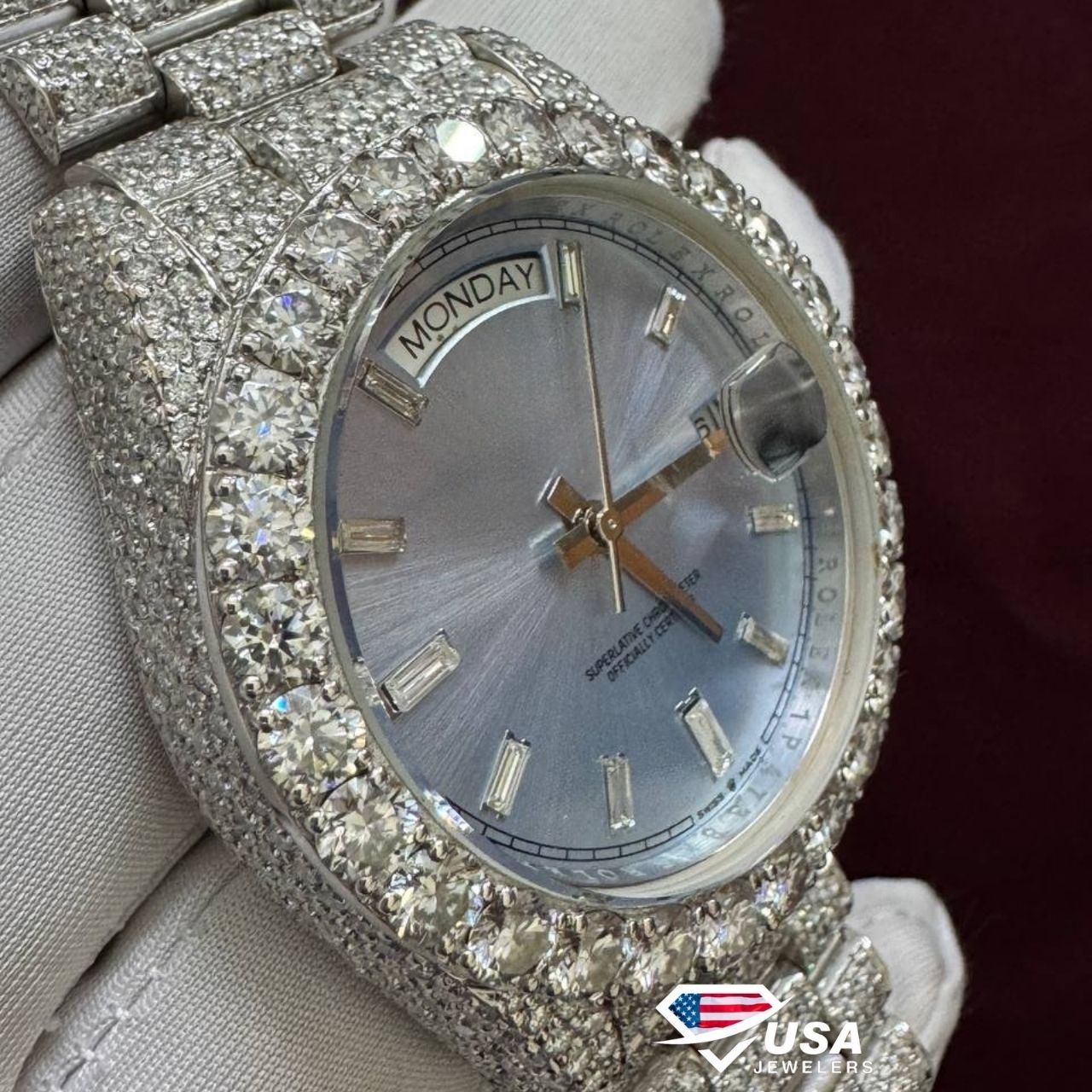 41MM VVS Moissanite Diamond Studded Hip Hop Watch