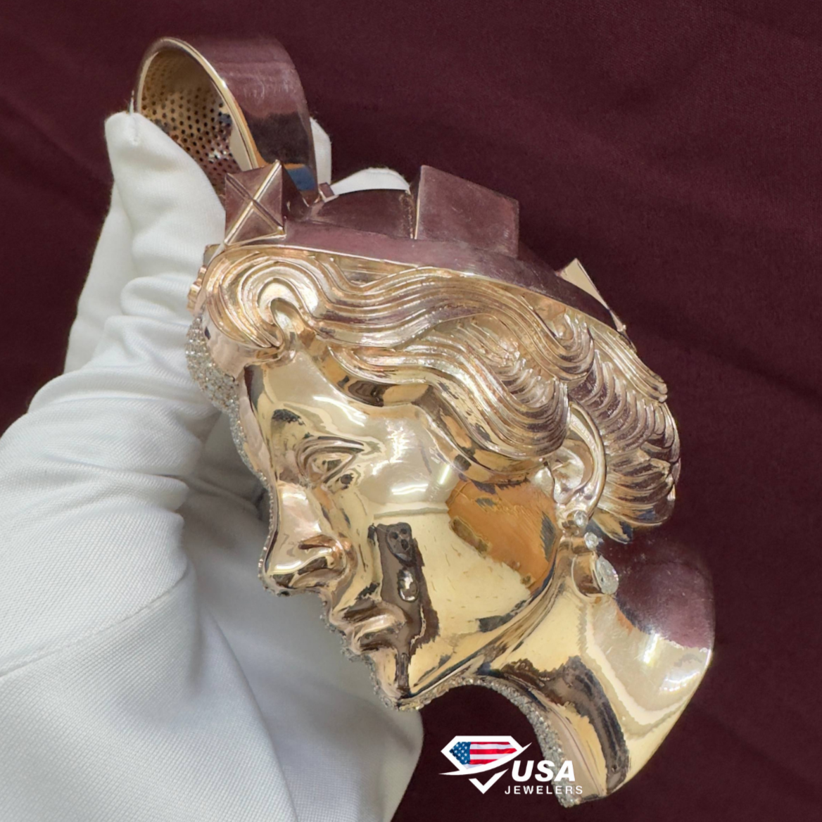 VVS Moissanite Diamond Queen Elizabeth Pendant , 3D 14Kt Rose Gold wedding Gift