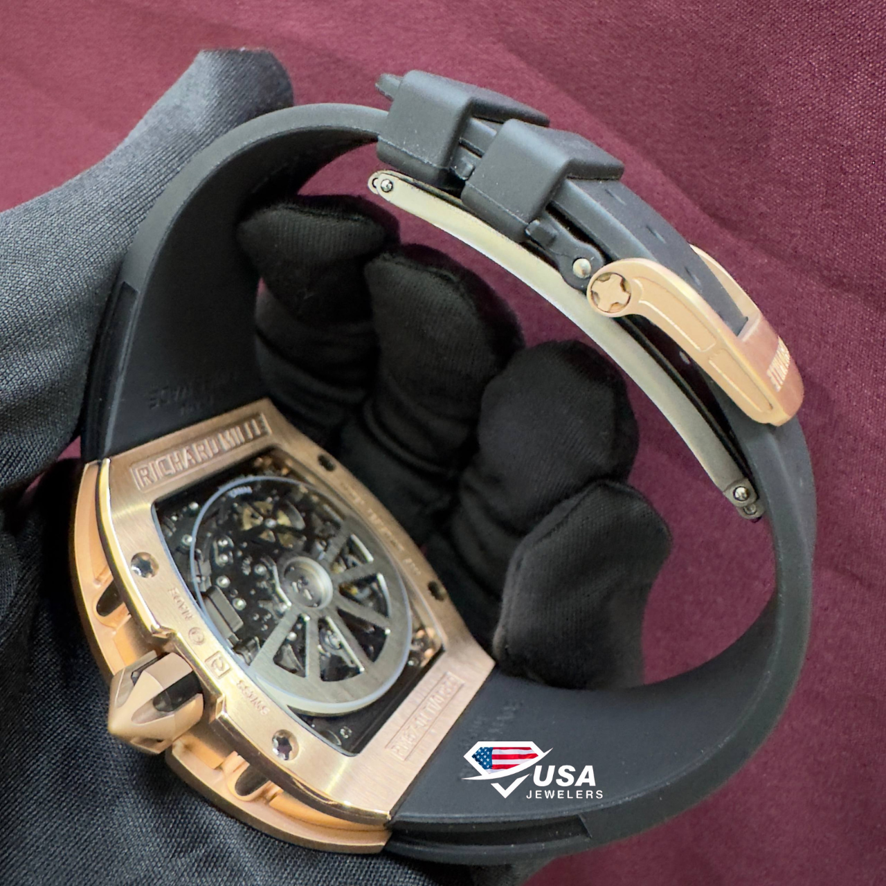 Rechard Mille Rose Gold Plain Bust Down Watch