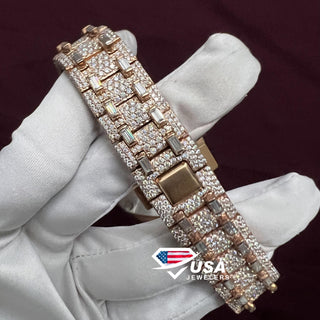 44MM VVS1 Lab Diamond Fully Iced Out Rose Gold Watch