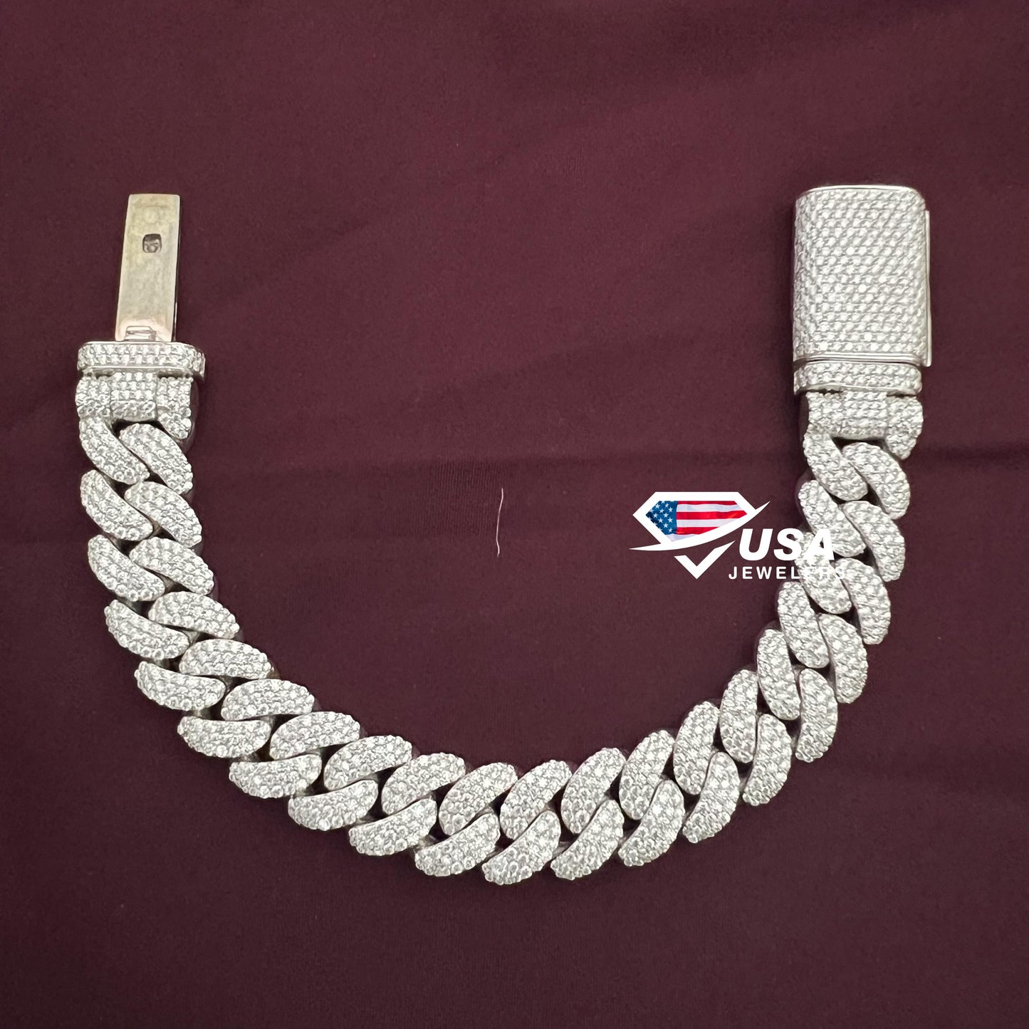Round Cut Moissanite Diamond 14MM Iced out Cuban link Bracelet