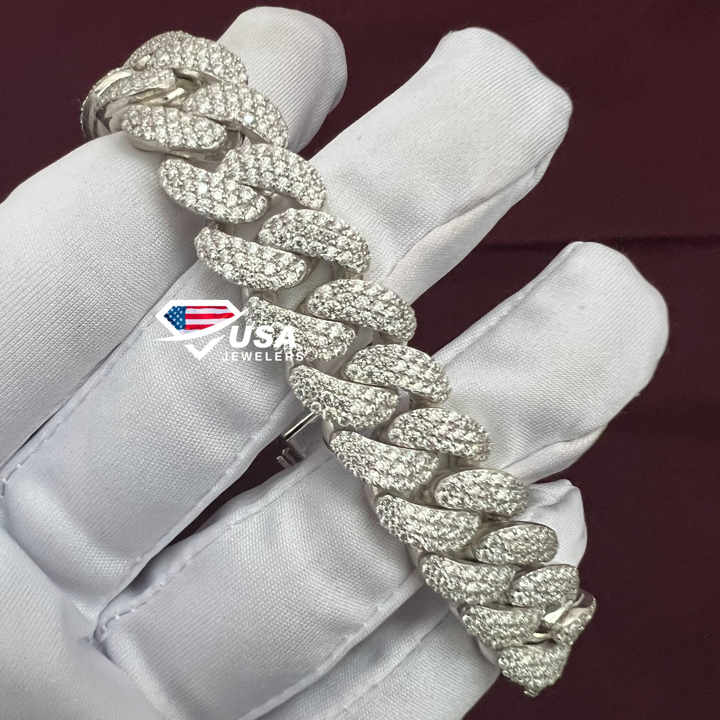 Round Cut Moissanite Diamond 14MM Iced out Cuban link Bracelet
