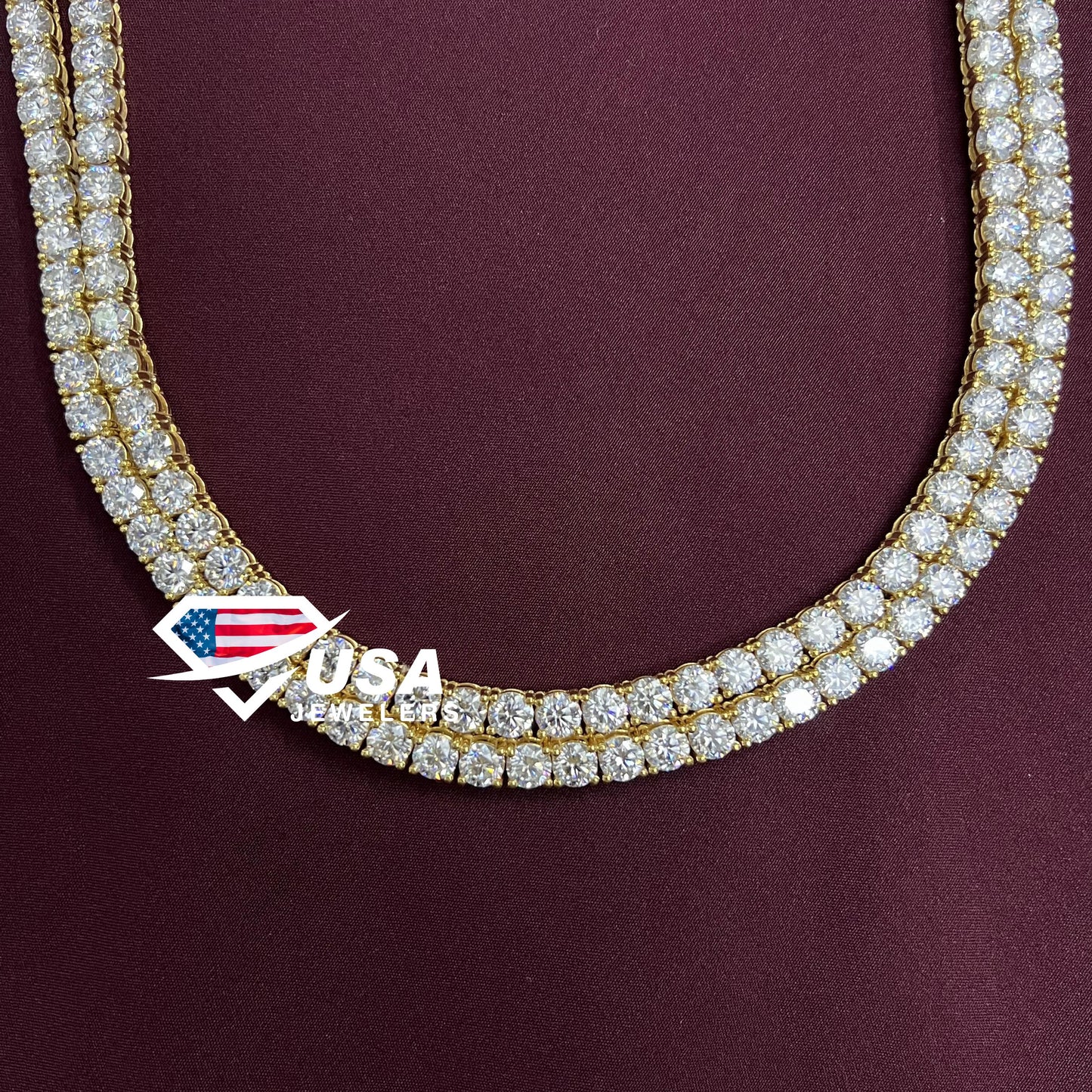6MM Moissanite Diamond Yellow gold Plated Tennis Chain