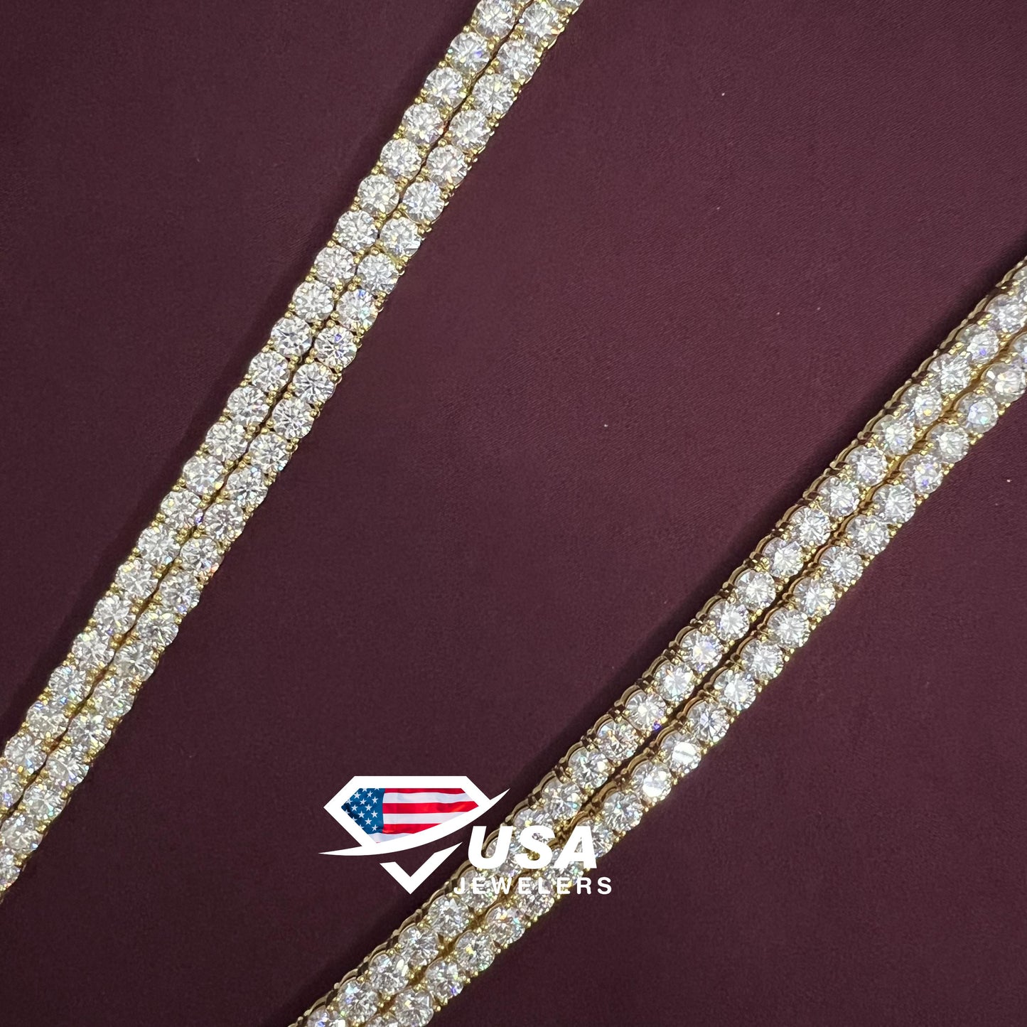6MM Moissanite Diamond Yellow gold Plated Tennis Chain
