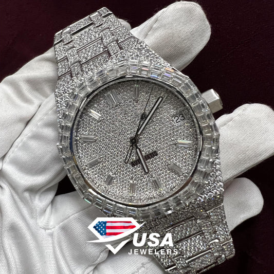 41MM Moissanite Diamond Bust Down Watch