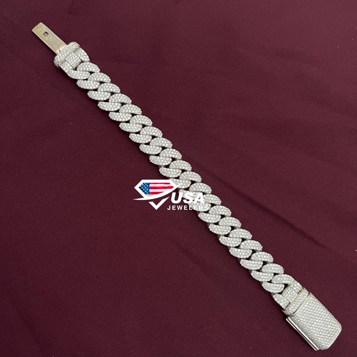 Round Cut Moissanite Diamond 14MM Iced out Cuban link Bracelet