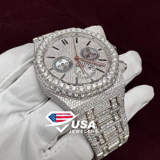 41MM Moissanite Diamond Studded Crono  Watch