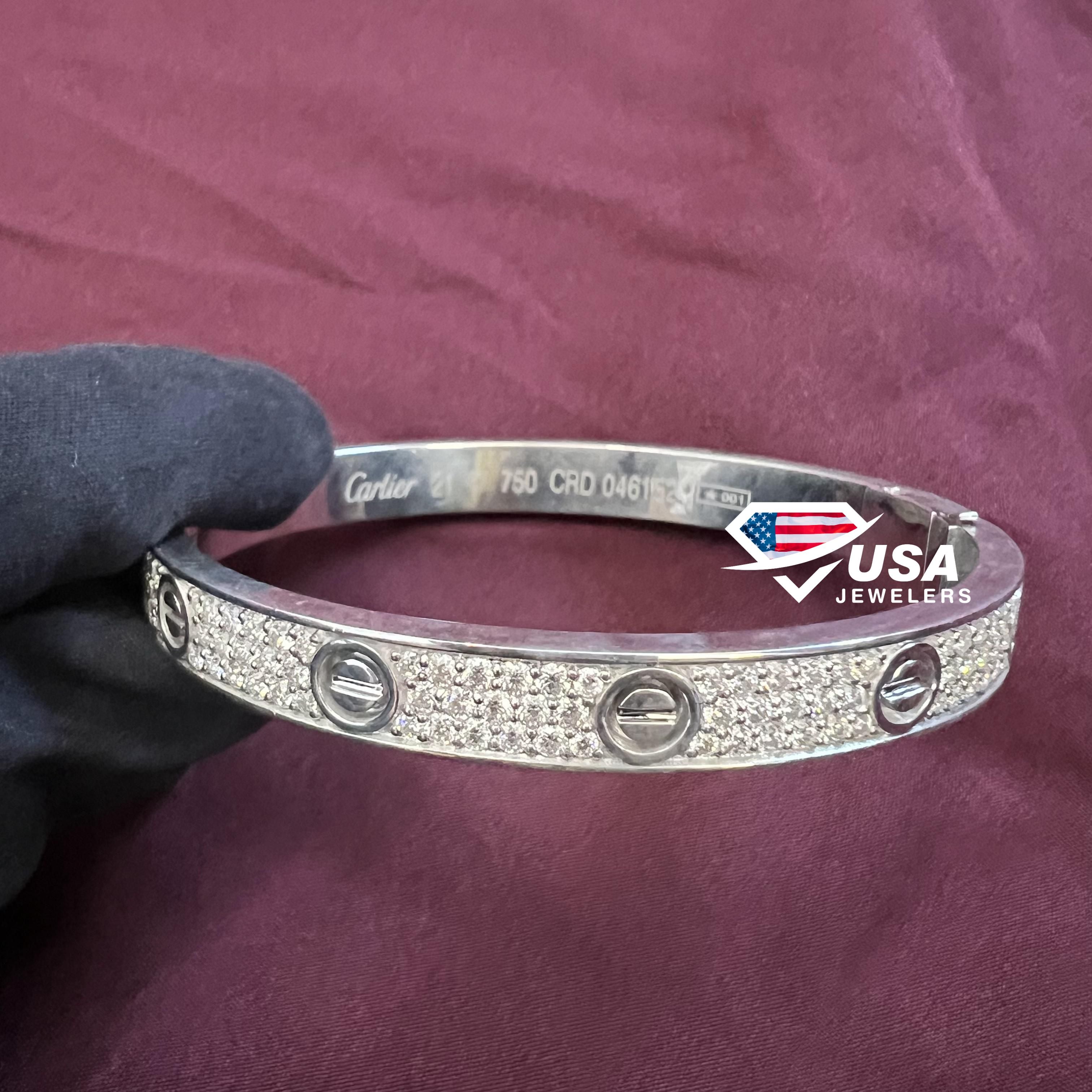 925 Sterling Silver Moissanite Gemstone Band Cartier Bracelet