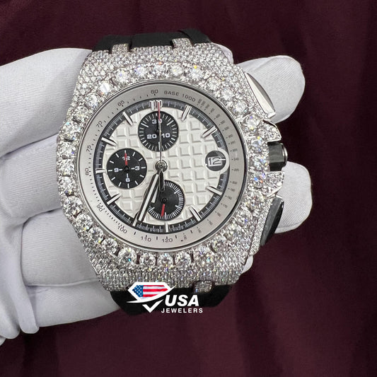 41MM Moissanite Diamond Silicon Band Watch