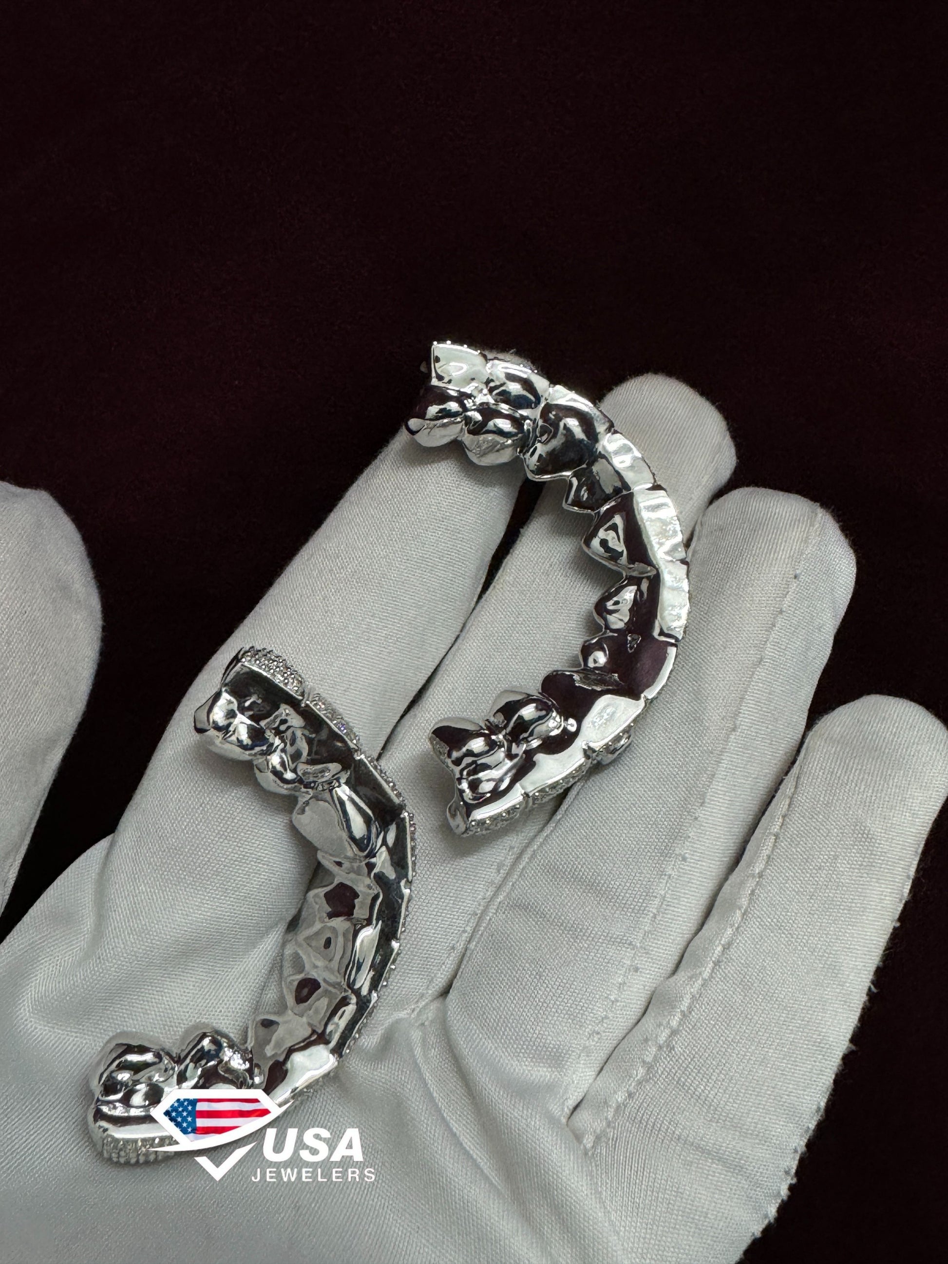 10 x 10 Custom Teeth VVS1 Lab Diamond 10KT White Gold Grillz Set