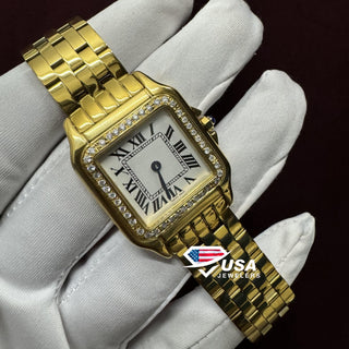 30mm VVS Lab Diamond Women's Wrist Fully Gold Watch