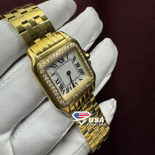 30mm VVS Lab Diamond Women's Wrist Fully Gold Watch