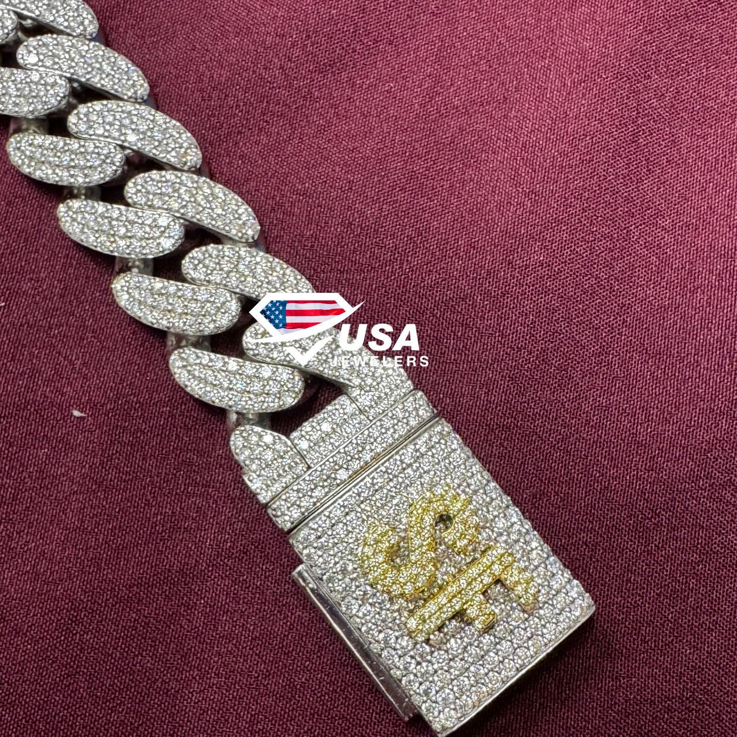 VVS Lab Diamond 925 Sterling Silver Miami Cuban Custom Box Lock Bracelet