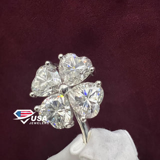 Heart Cut Moissanite Diamond Flower Shape Pendant