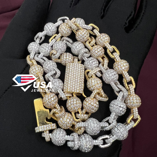 9 MM Fully Iced Out Clustered Ball Necklace