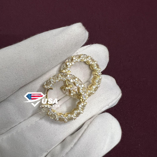 925 Sterling Silver Moissanite Hoop Earring For Wedding