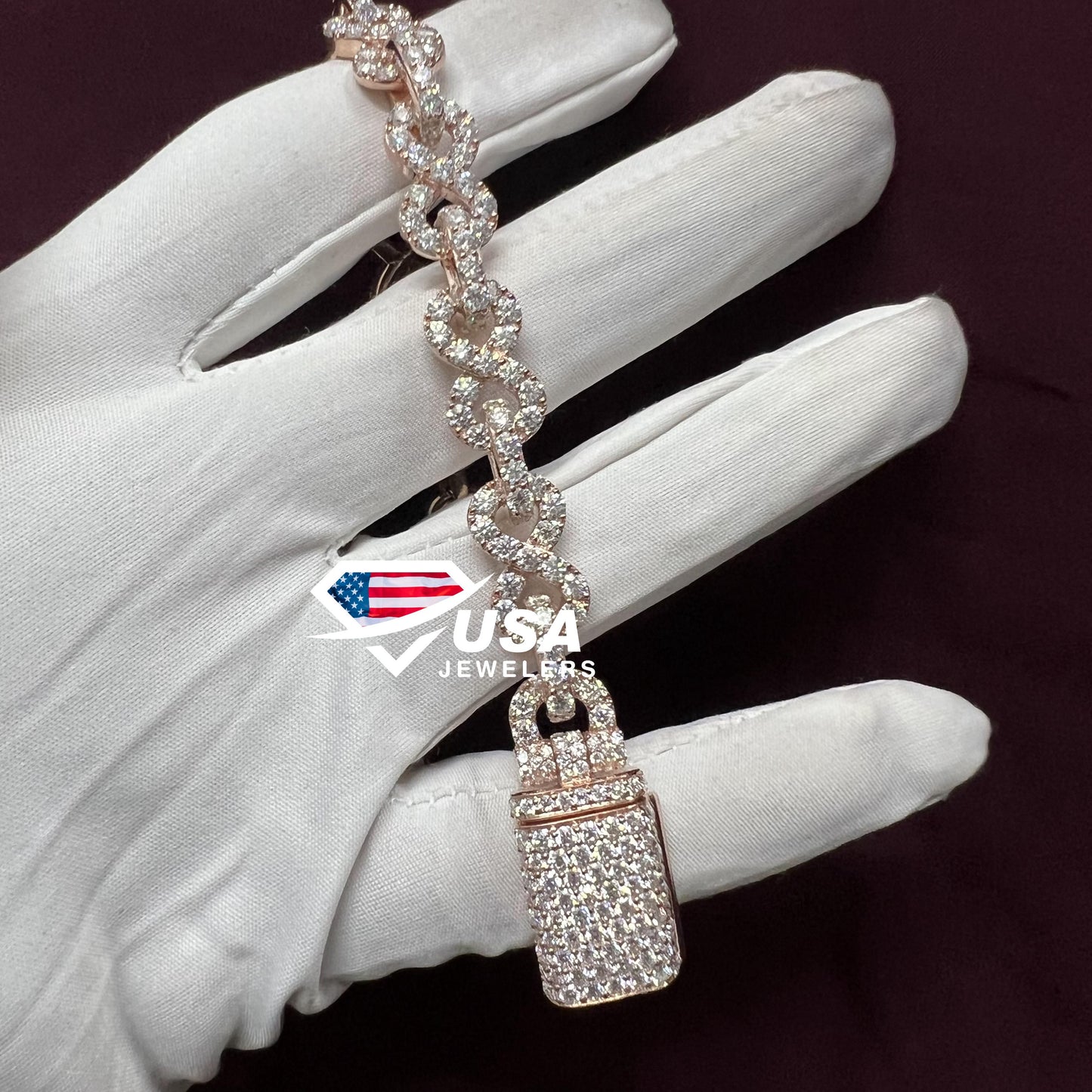 10MM Iced Out Moissanite 10Kt Gold INFINITY Cuban Link Bracelet