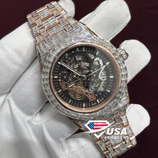 41mm Invisible Baguette Moissanite Diamond Watch
