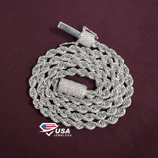 5MM VVSLab Diamond 14K White Gold Rope Chain