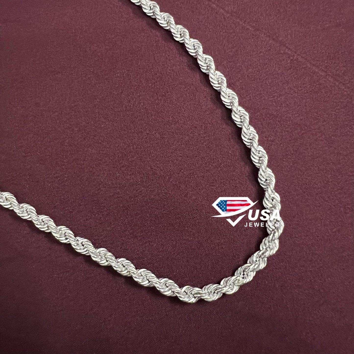 5MM VVSLab Diamond 14K White Gold Rope Chain
