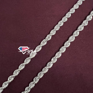 5MM VVSLab Diamond 14K White Gold Rope Chain