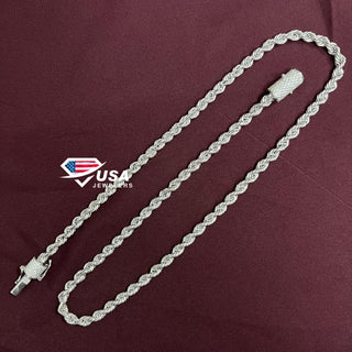 5MM VVSLab Diamond 14K White Gold Rope Chain