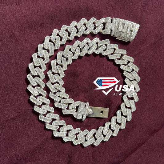 20MM Lab Diamond White Gold Cuban Link Chain