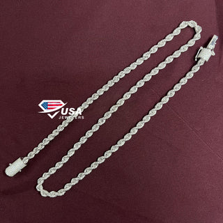 5MM VVSLab Diamond 14K White Gold Rope Chain