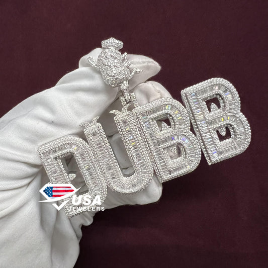 Men's Iced Out VVS Lab Diamond Custom Name Pendant Jewelry For rapper